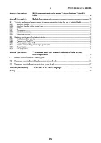 SIST EN 302 248 V1.1.2:2008 ETSI EN 302 248 V1.1.2 (2008-06) - Electromagnetic compatibility and Radio spectrum Matters (ERM); Navigation radar for use on non-SOLAS vessels; Harmonized EN covering the essential requirements of article 3.2 of the R&TTE Directive - Page 4 preview