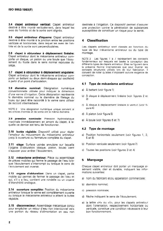 ISO 9952:1993 ISO 9952:1993 - Matériel agricole d'irrigation -- Clapets antiretour - Page 4 preview
