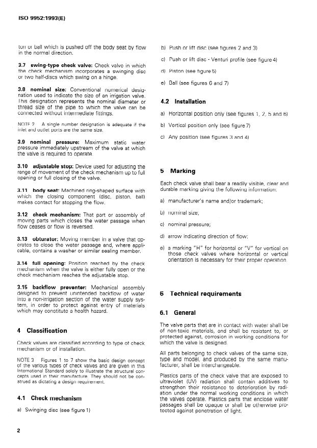 ISO 9952:1993 ISO 9952:1993 - Agricultural irrigation equipment— Check valves - Page 4 preview