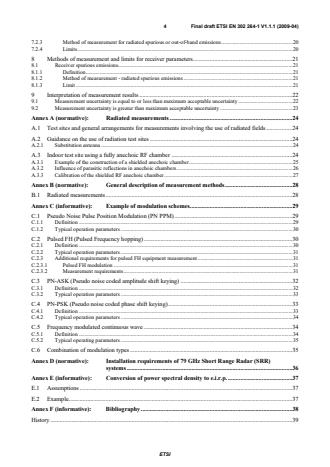 SIST EN 302 264-1 V1.1.1:2009 ETSI EN 302 264-1 V1.1.1 (2009-04) - Electromagnetic compatibility and Radio spectrum Matters (ERM); Short Range Devices; Road Transport and Traffic Telematics (RTTT); Short Range Radar equipment operating in the 77 GHz to 81 GHz band; Part 1: Technical requirements and methods of measurement - Page 4 preview