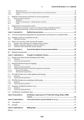 SIST EN 302 264-1 V1.1.1:2009 ETSI EN 302 264-1 V1.1.1 (2008-09) - Electromagnetic compatibility and Radio spectrum Matters (ERM); Short Range Devices; Road Transport and Traffic Telematics (RTTT); Short Range Radar equipment operating in the 77 GHz to 81 GHz band; Part 1: Technical requirements and methods of measurement - Page 4 preview