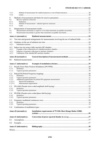 SIST EN 302 264-1 V1.1.1:2009 ETSI EN 302 264-1 V1.1.1 (2009-06) - Electromagnetic compatibility and Radio spectrum Matters (ERM); Short Range Devices; Road Transport and Traffic Telematics (RTTT); Short Range Radar equipment operating in the 77 GHz to 81 GHz band; Part 1: Technical requirements and methods of measurement - Page 4 preview