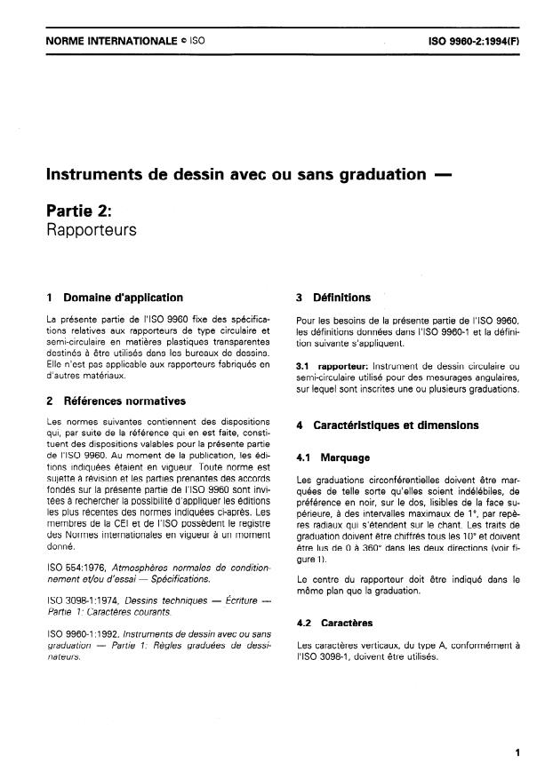 ISO 9960-2:1994 - Instruments de dessin avec ou sans graduation