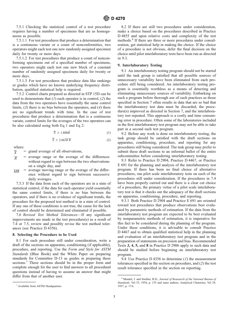 ASTM D4270-95 - Standard Guide for Using Existing Practices in Developing and Writing Test Methods