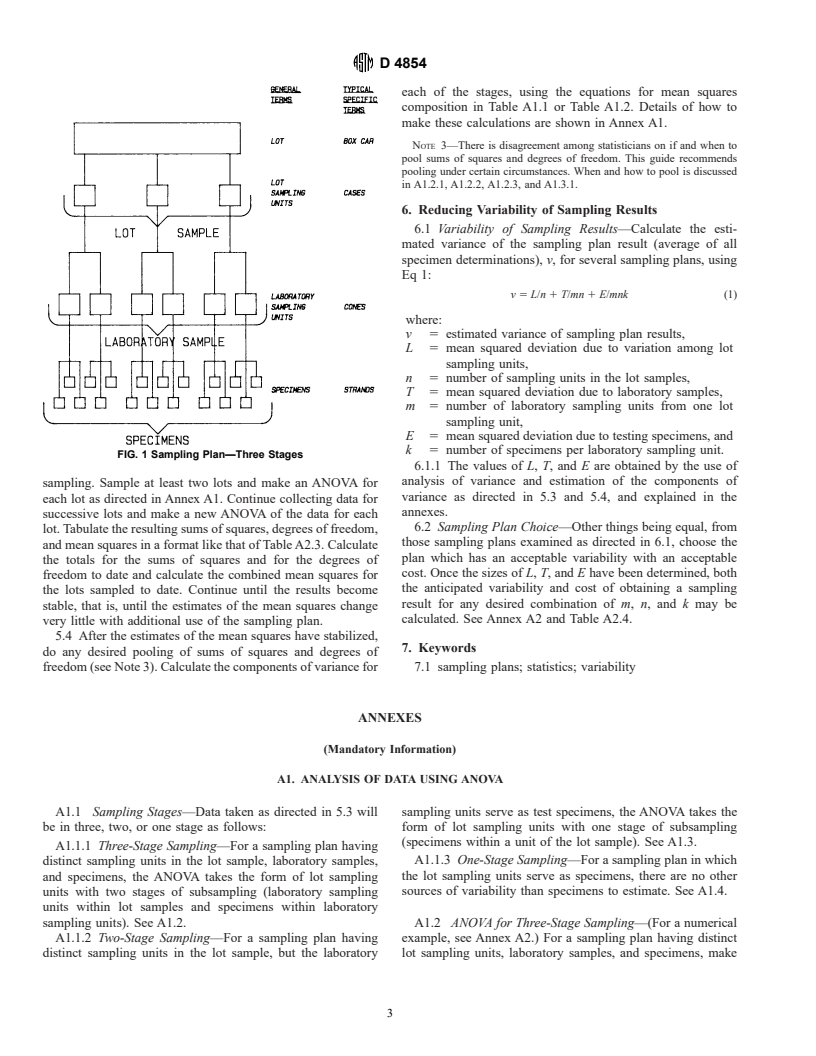 ASTM D4854-95 - Standard Guide for Estimating the Magnitude of Variability from Expected Sources in Sampling Plans