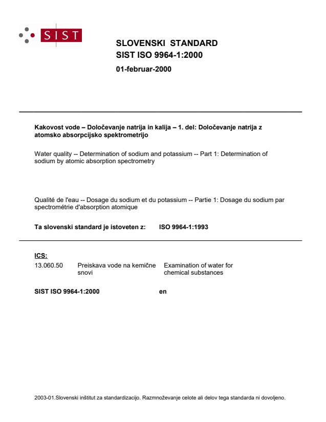 ISO 9964-1:1993 ISO 9964-1:2000 - Page 1 preview
