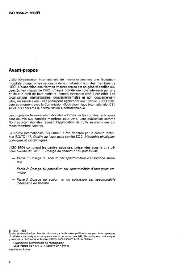 ISO 9964-2:1993 ISO 9964-2:1993 - Qualité de l'eau — Dosage du sodium et du potassium — Partie 2: Dosage du potassium par spectrométrie d'absorption atomique
Released:4/28/1993 - Page 2 preview