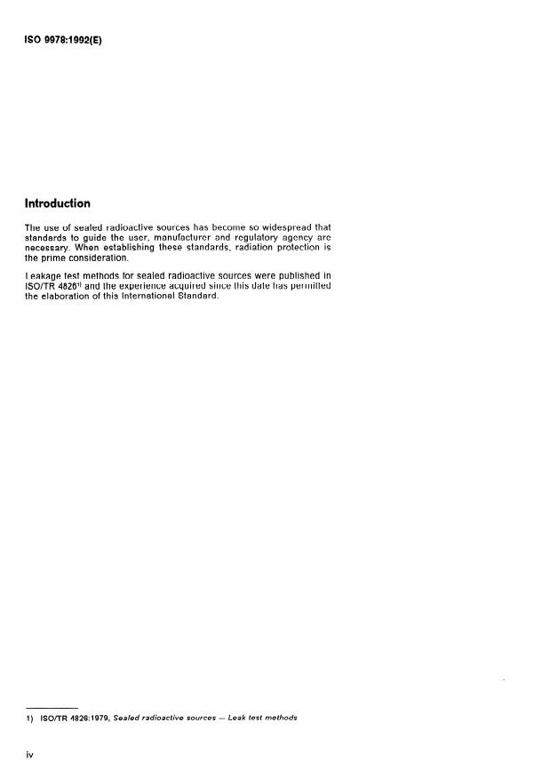ISO 9978:1992 ISO 9978:1992 - Radiation protection -- Sealed radioactive sources -- Leakage test methods - Page 4 preview