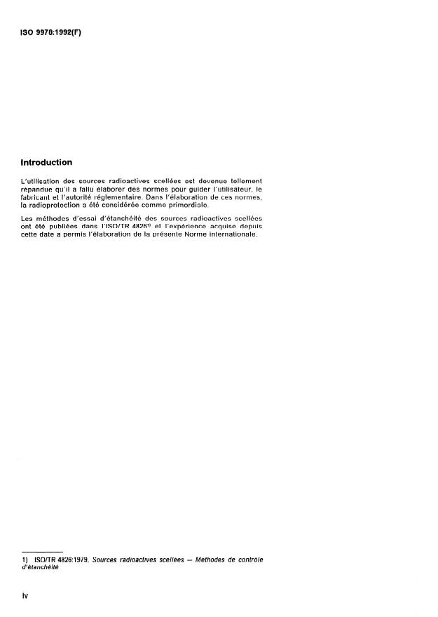 ISO 9978:1992 ISO 9978:1992 - Radioprotection -- Sources radioactives scellées -- Méthodes d'essai d'étanchéité - Page 4 preview