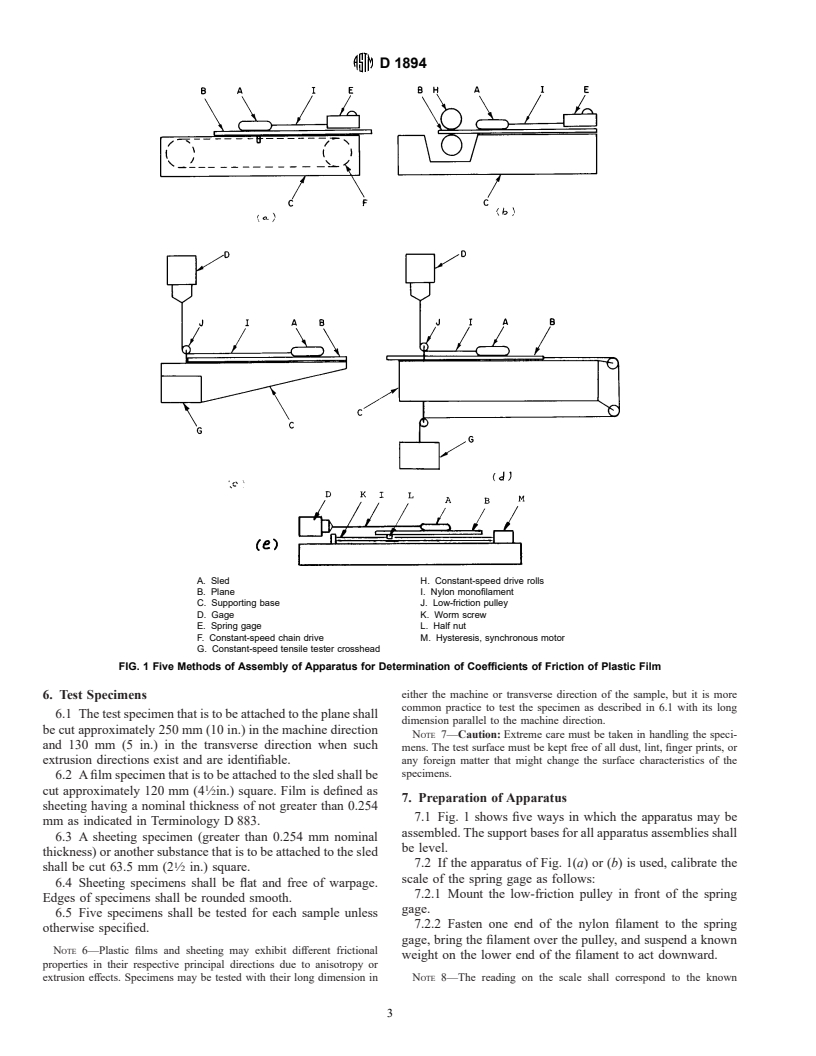 ASTM D1894-00 - Standard Test Method for Static and Kinetic Coefficients of Friction of Plastic Film and Sheeting