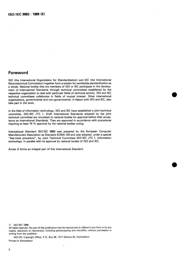 ISO/IEC 9983:1989 ISO/IEC 9983:1989 - Information processing systems -- Designation of unrecorded flexible disk cartridges - Page 2 preview
