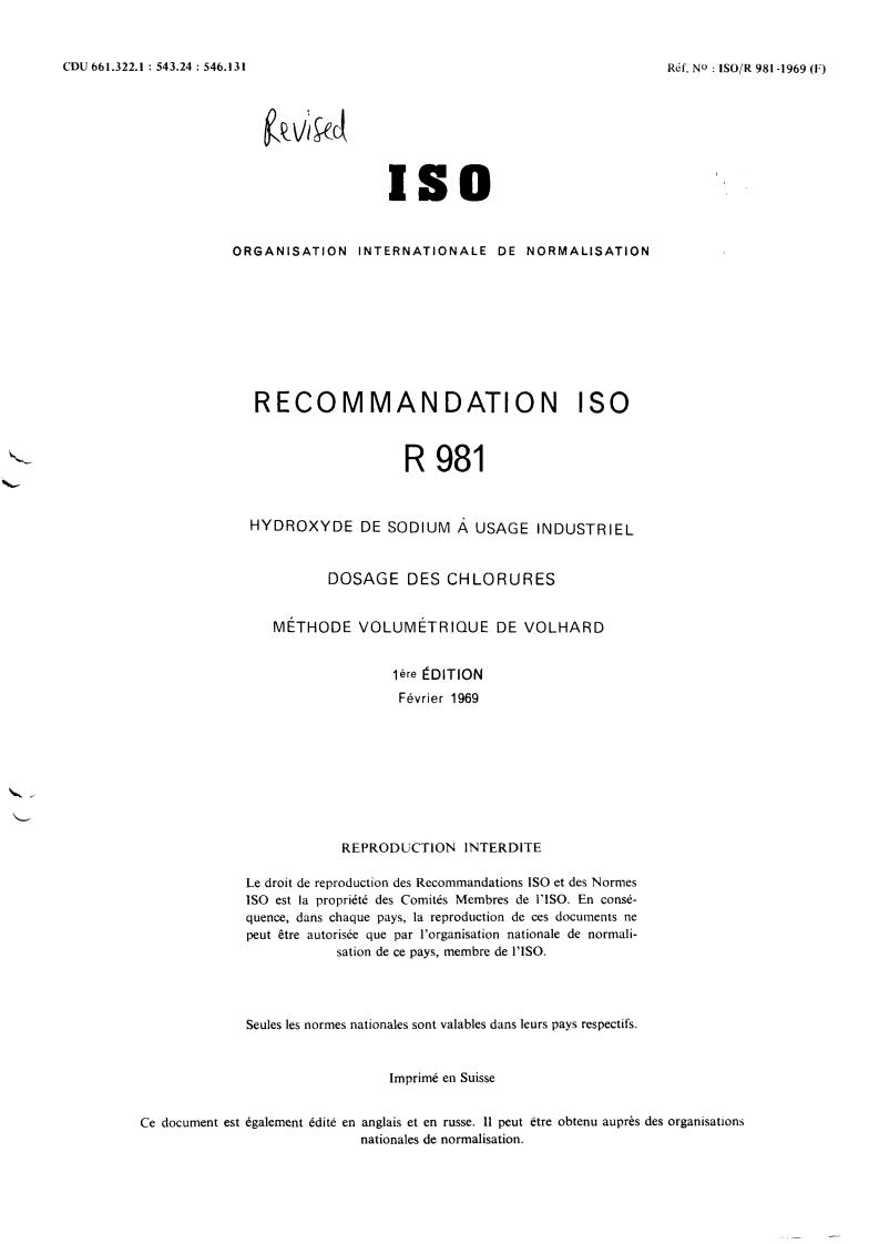 ISO/R 981:1969 - Title missing - Legacy paper document
Released:1/1/1969
