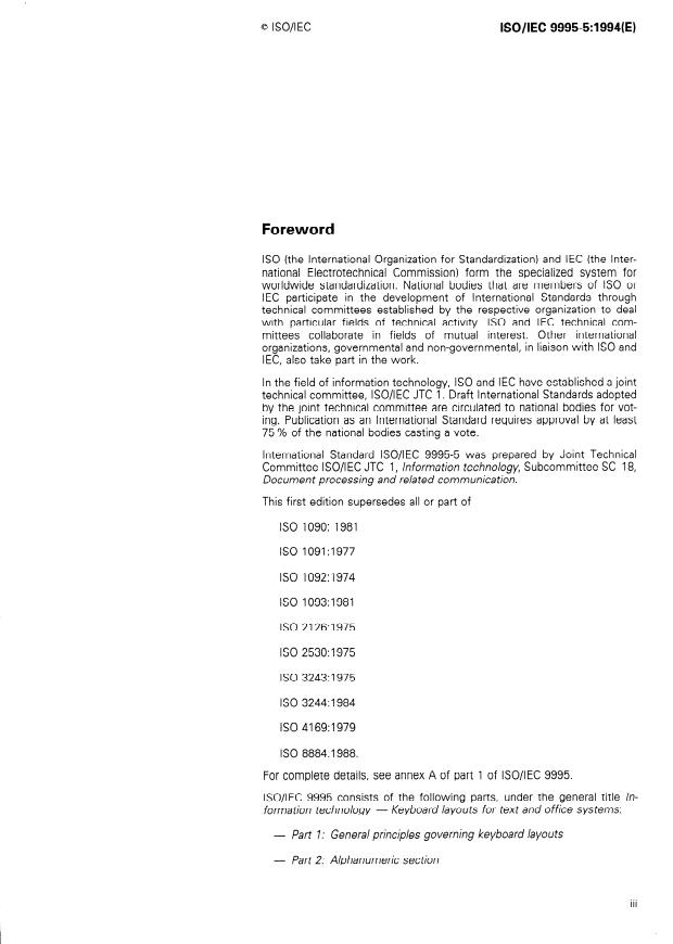 ISO/IEC 9995-5:1994 - Information technology -- Keyboard layouts for text and office systems