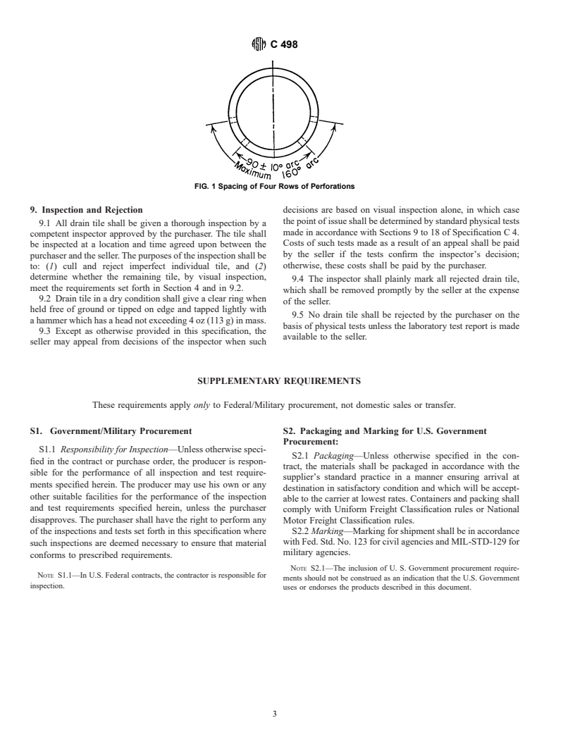 ASTM C498-95 - Standard Specification for Perforated Clay Drain Tile (Withdrawn 2001)