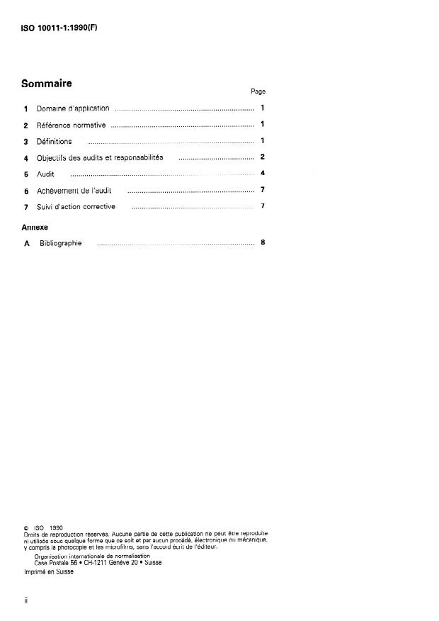 ISO 10011-1:1990 ISO 10011-1:1990 - Lignes directrices pour l'audit des systemes qualité - Page 2 preview