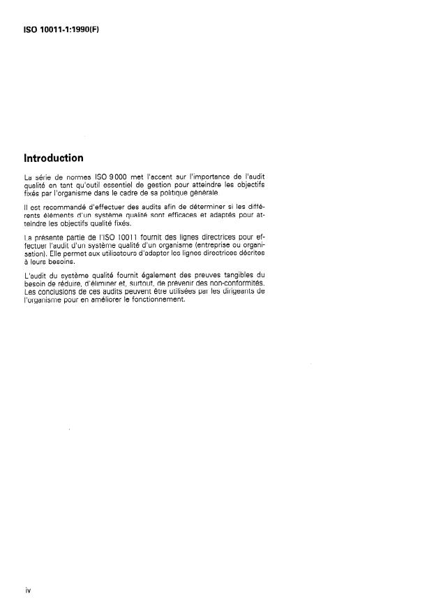 ISO 10011-1:1990 ISO 10011-1:1990 - Lignes directrices pour l'audit des systemes qualité - Page 4 preview