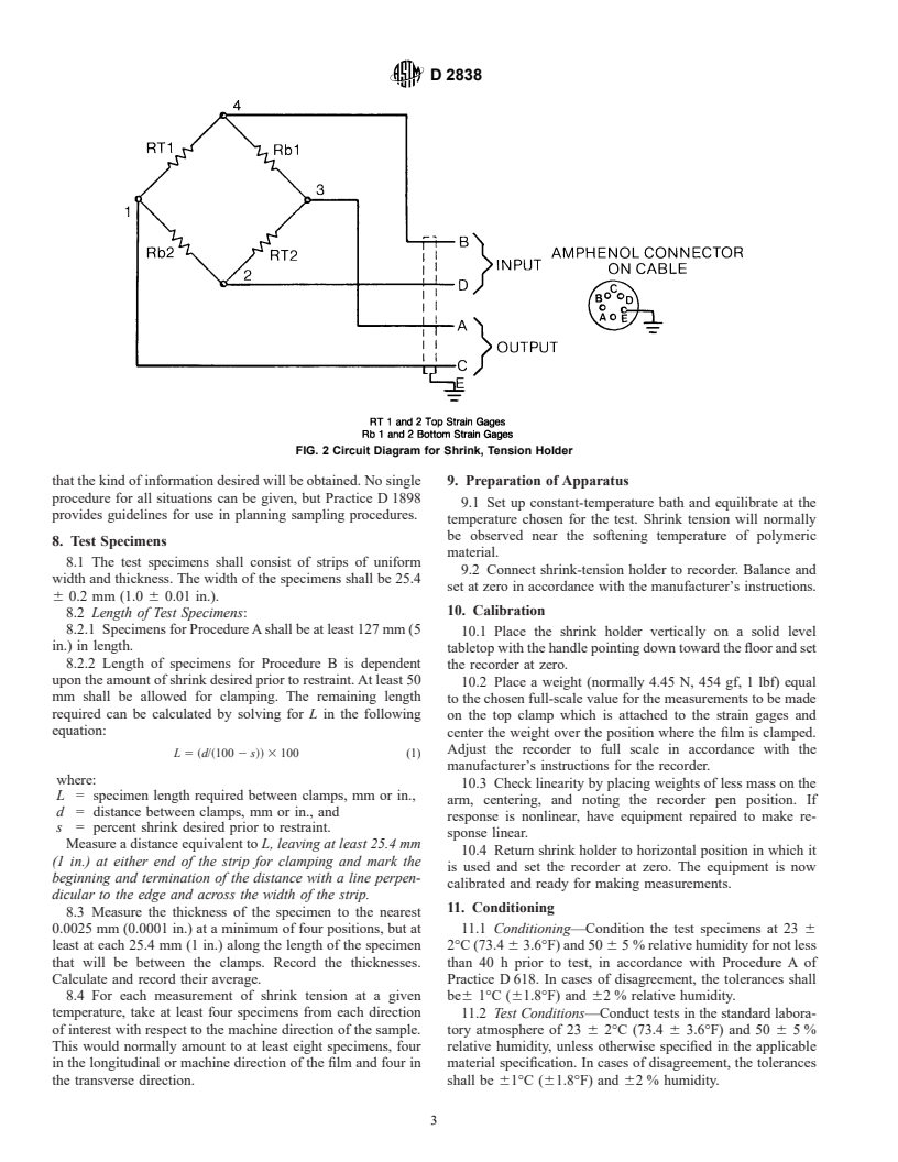 ASTM D2838-95 - Standard Test Method for Shrink Tension and Orientation Release Stress of Plastic Film and Thin Sheeting