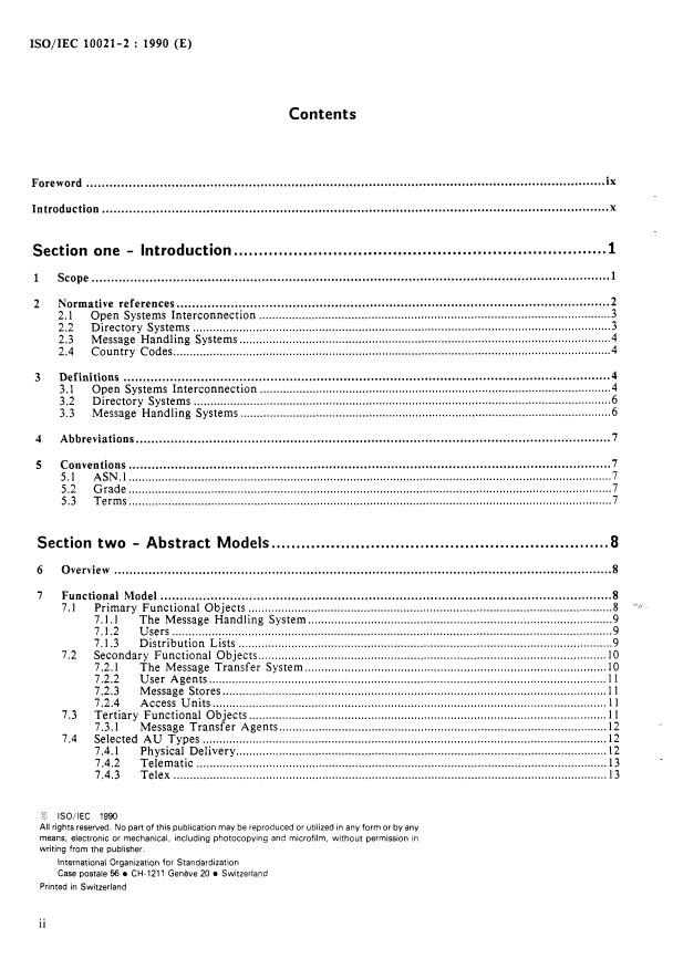 ISO/IEC 10021-2:1990 ISO/IEC 10021-2:1990 - Information Technology -- Text Communication -- Message-Oriented Text Interchange Systems (MOTIS) - Page 2 preview