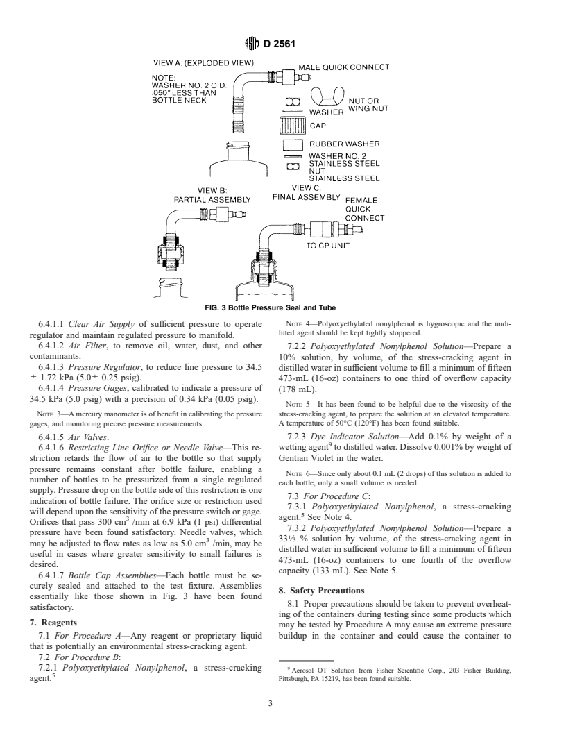 ASTM D2561-95 - Standard Test Method for Environmental Stress-Crack Resistance of Blow-Molded Polyethylene Containers