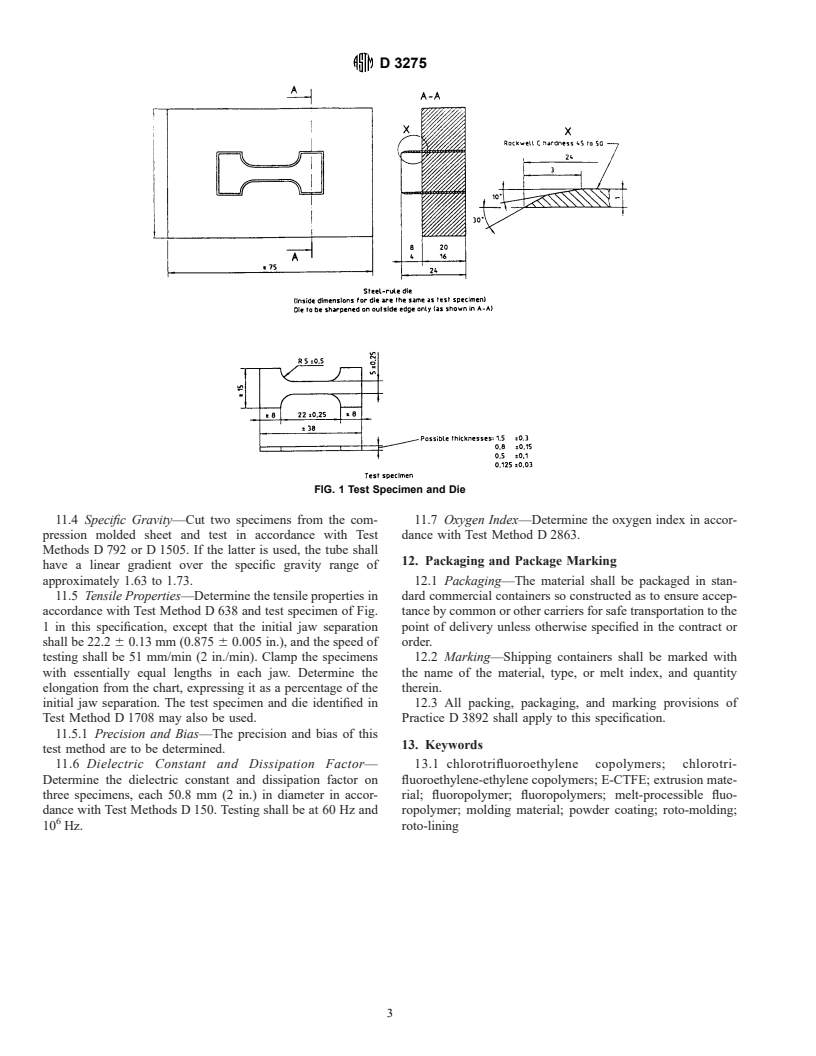 ASTM D3275-97 - Standard Classification for E-CTFE-Fluoroplastic Molding, Extrusion, and Coating Materials