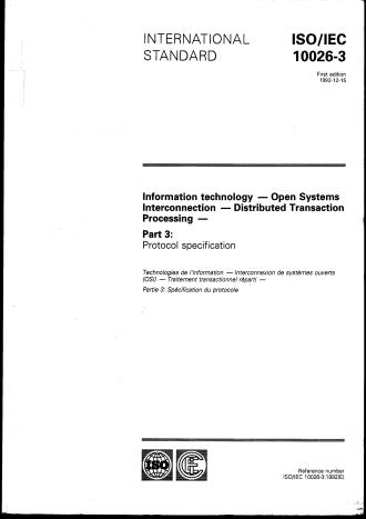 ISO/IEC 10026-3:1992 - Information technology -- Open Systems Interconnection -- Distributed Transaction Processing