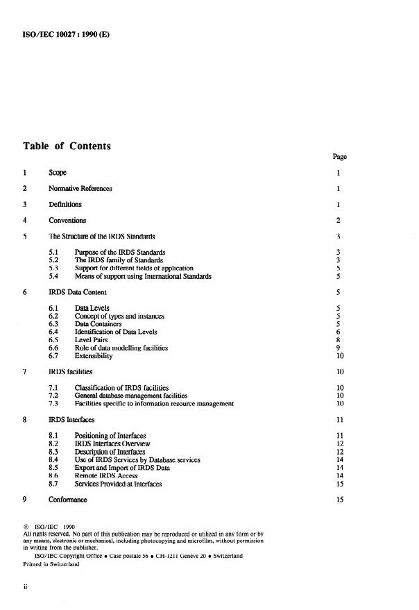 ISO/IEC 10027:1990 ISO/IEC 10027:1990 - Information technology -- Information Resource Dictionary System (IRDS) framework - Page 2 preview