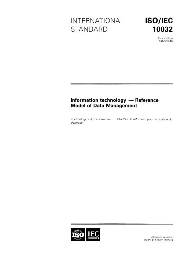 ISO/IEC 10032:1995 - Information technology -- Reference Model of Data Management