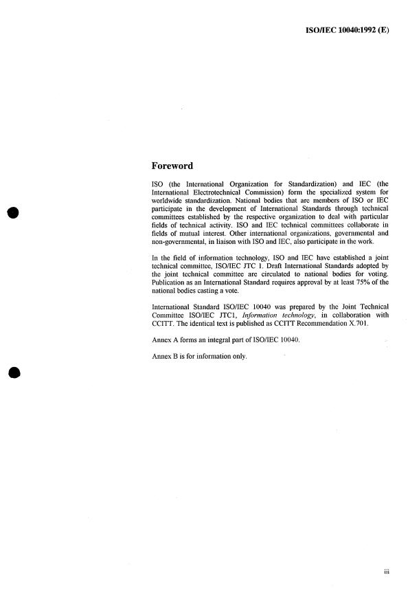 ISO/IEC 10040:1992 ISO/IEC 10040:1992 - Information technology -- Open Systems Interconnection -- Systems management overview - Page 3 preview