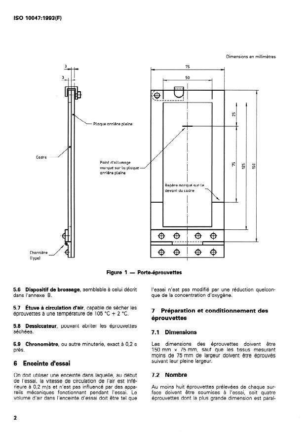 ISO 10047:1993 ISO 10047:1993 - Textiles -- Détermination de la durée de brulage en surface des tissus - Page 4 preview