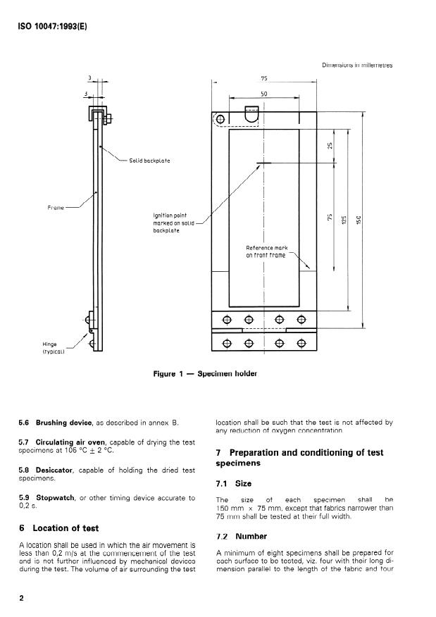 ISO 10047:1993 ISO 10047:1993 - Textiles -- Determination of surface burning time of fabrics - Page 4 preview