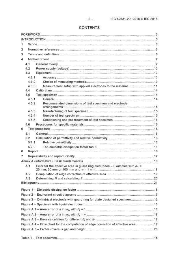 IEC 62631-2-1:2018 IEC 62631-2-1:2018 - Dielectric and resistive properties of solid insulating materials - Part 2-1: Relative permittivity and dissipation factor - Technical Frequencies (0,1 Hz - 10 MHz) - AC Methods - Page 4 preview