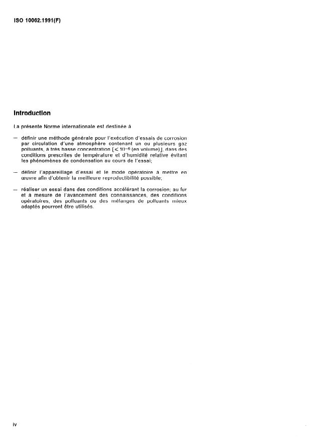 ISO 10062:1991 ISO 10062:1991 - Essais de corrosion en atmosphere artificielle a tres basse concentration de gaz polluant(s) - Page 4 preview