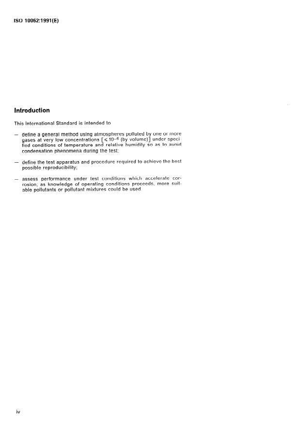 ISO 10062:1991 ISO 10062:1991 - Corrosion tests in artificial atmosphere at very low concentrations of polluting gas(es) - Page 4 preview