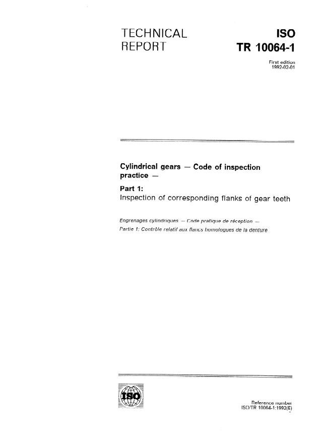 ISO/TR 10064-1:1992 - Code of inspection practice