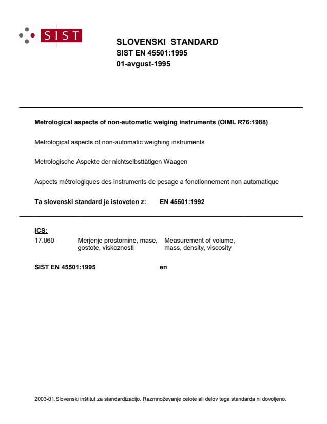 EN 45501:1995 - Gre za isti dokument kot SIST EN 45501:1995+AC:1996