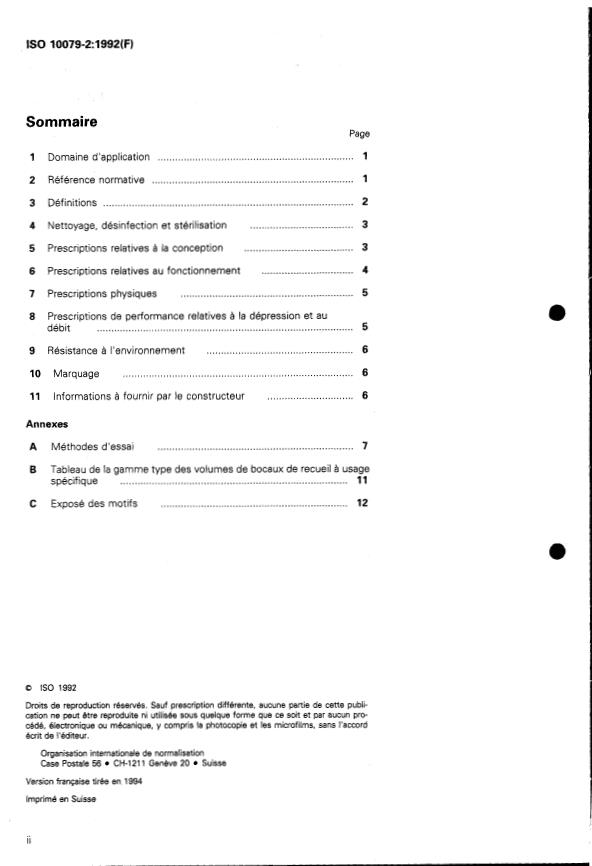 ISO 10079-2:1992 ISO 10079-2:1992 - Appareils d'aspiration médicale - Page 2 preview