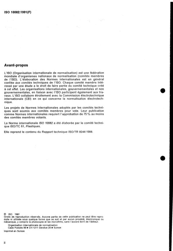 ISO 10082:1991 ISO 10082:1991 - Plastiques -- Résines phénoliques -- Définitions et méthodes d'essai - Page 2 preview