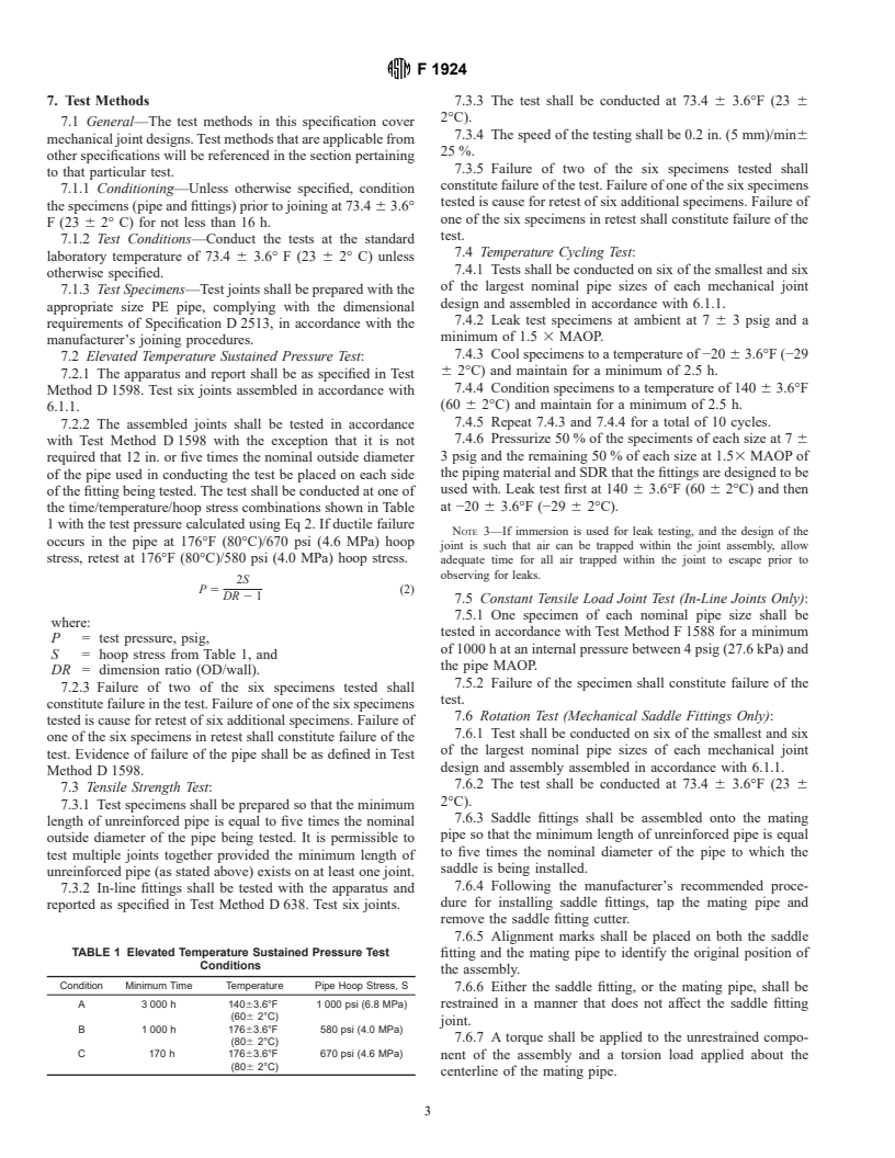 ASTM F1924-98 - Standard Specification for Plastic Mechanical Fittings for Use on Outside Diameter Controlled Polyethylene Gas Distribution Pipe and Tubing