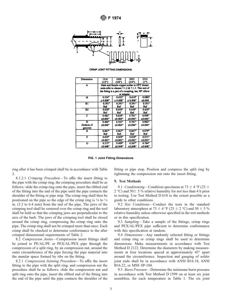 ASTM F1974-00a - Standard Specification for Metal Insert Fittings for Polyethylene/Aluminum/Polyethylene and Crosslinked Polyethylene/Aluminum/Crosslinked Polyethylene Composite Pressure Pipe