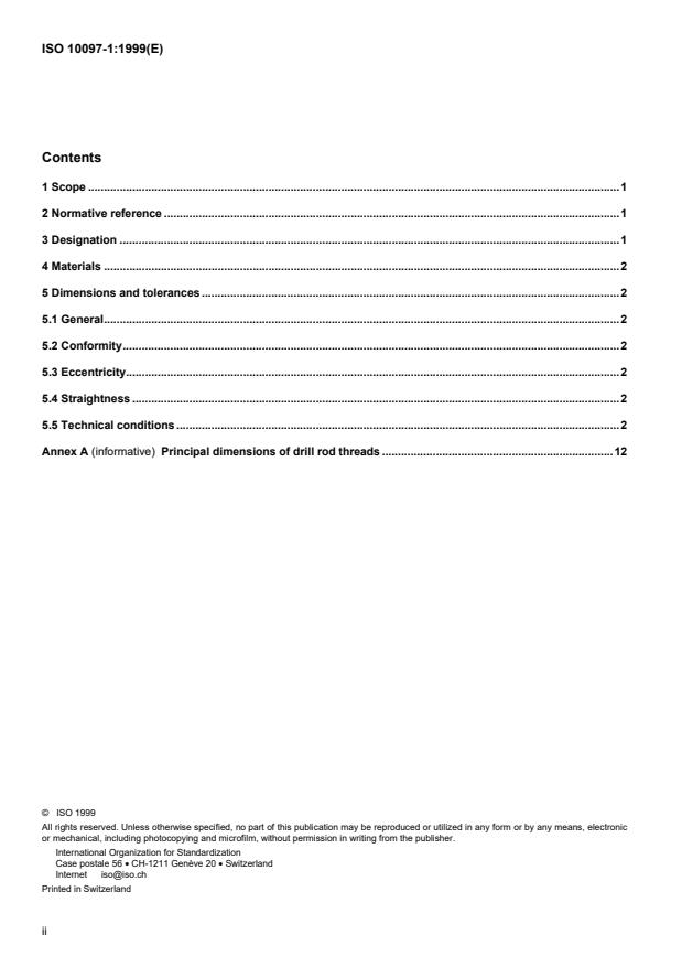 ISO 10097-1:1999 ISO 10097-1:1999 - Wireline diamond core drilling equipment -- System A - Page 2 preview