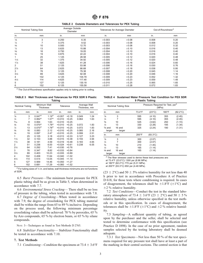 ASTM F876-01 - Standard Specification for Crosslinked Polyethylene (PEX ...