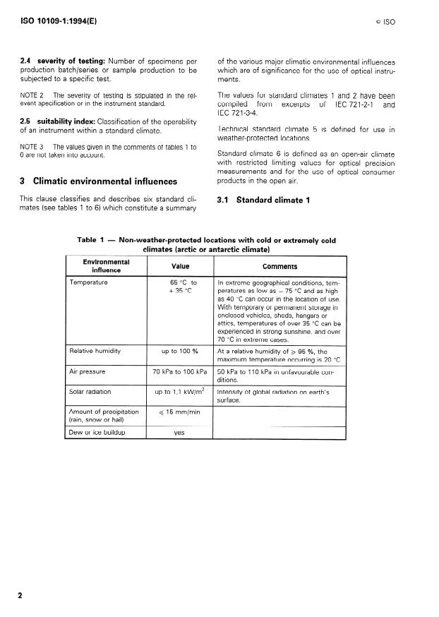ISO 10109-1:1994 ISO 10109-1:1994 - Optics and optical instruments -- Environmental requirements - Page 4 preview