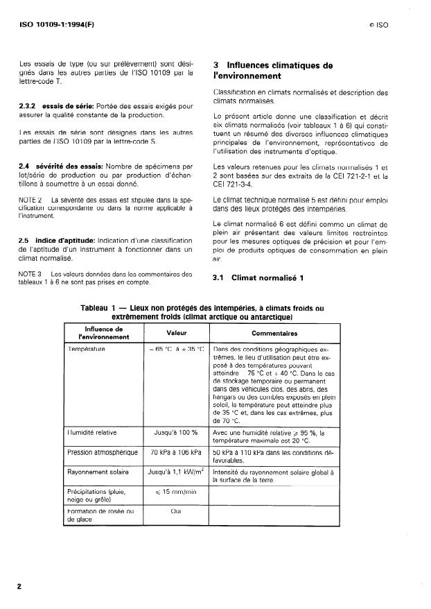 ISO 10109-1:1994 ISO 10109-1:1994 - Optique et instruments d'optique -- Conditions d'environnement - Page 4 preview