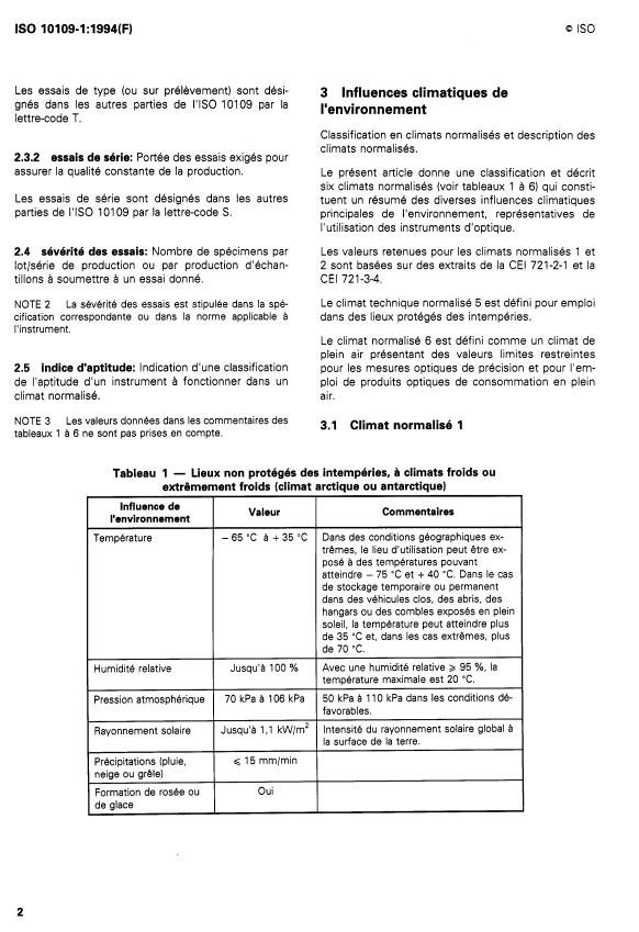 ISO 10109-1:1994 ISO 10109-1:1994 - Optique et instruments d'optique -- Conditions d'environnement - Page 4 preview