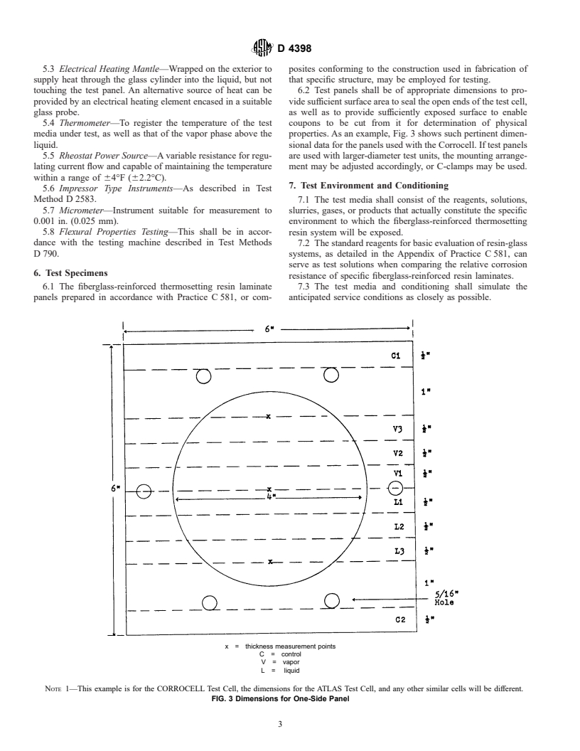 ASTM D4398-95 - Standard Test Method for Determining the Chemical Resistance of Fiberglass-Reinforced Thermosetting Resins by One-Side Panel Exposure