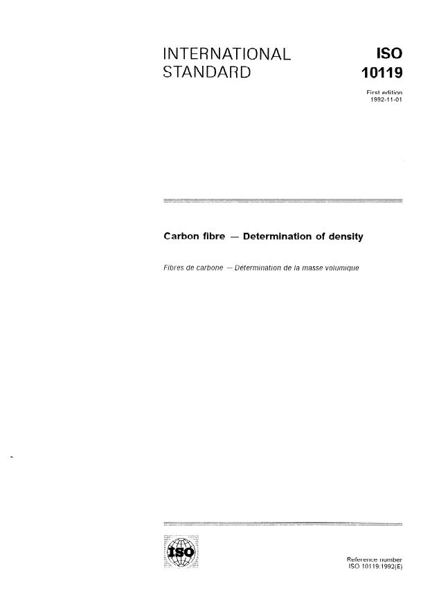 ISO 10119:1992 - Carbon fibre -- Determination of density