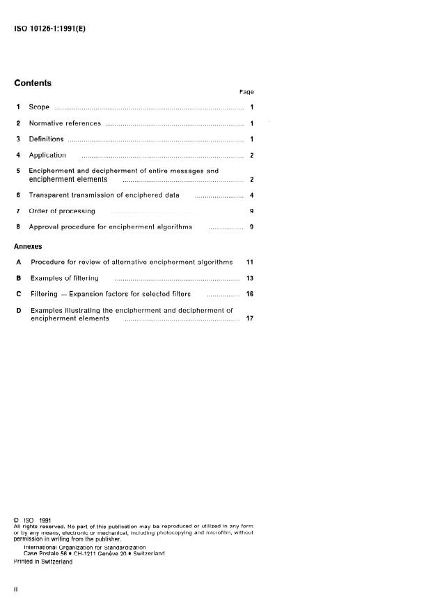 ISO 10126-1:1991 ISO 10126-1:1991 - Banking -- Procedures for message encipherment (wholesale) - Page 2 preview