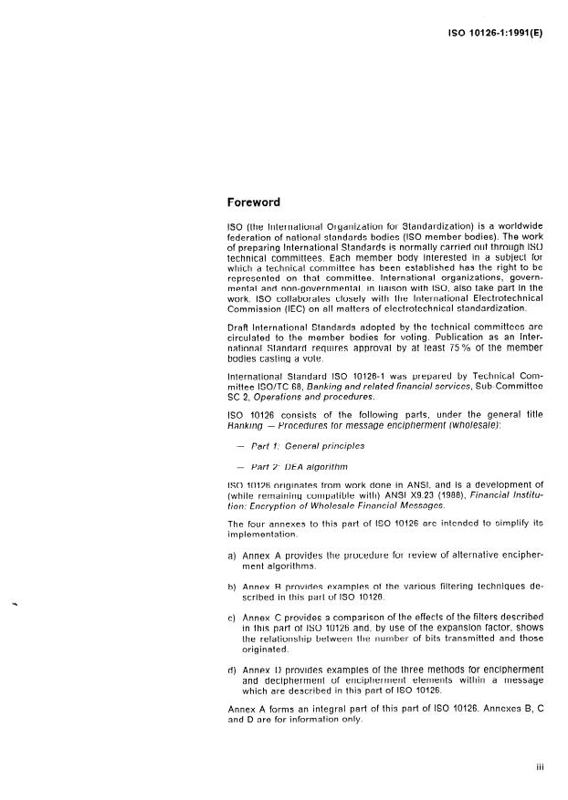ISO 10126-1:1991 - Banking -- Procedures for message encipherment (wholesale)