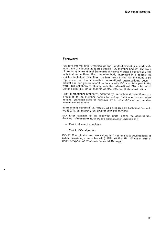 ISO 10126-2:1991 - Banking -- Procedures for message encipherment (wholesale)