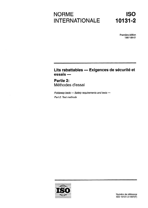 ISO 10131-2:1997 - Lits rabattables -- Exigences de sécurité et essais